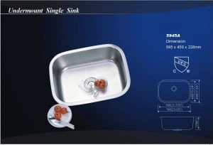 کمرشل کمانڈر 304 سٹینلیس سٹیل بار سنک، سنگل باؤل باورچی سنک (5945A) CUPC کے ساتھ