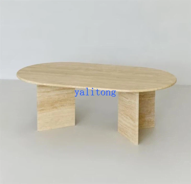 قدرتی ٹراورٹائن اوول کافی ٹیبل اور اینڈ ٹیبل