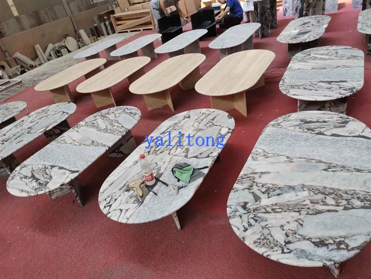 Marble Top Dining Table Set 4 Seater